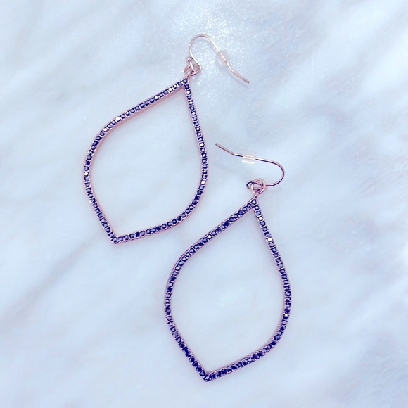 Rose Gold Sparkly Pave Dangly Earrings NEW - Picture 1 of 3